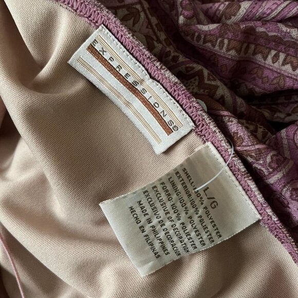 90s vintage boho mesh asymmetric paisley midi dress - Expressions Large - Picture 8 of 8